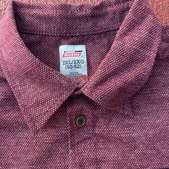 Dickies Men's Long Sleeve Workshirt WINE JQRD DOTS Size 2XL(50-52) DIC55037GD - Picture 3 of 8